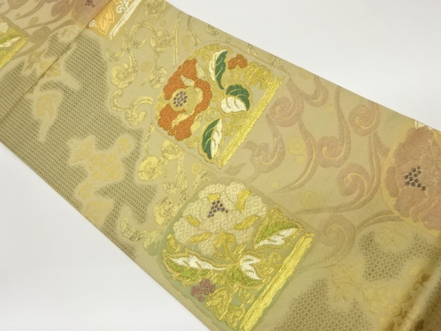 JAPANESE FUKURO OBI / WOVEN ABSTRACT ROUGH WAVE